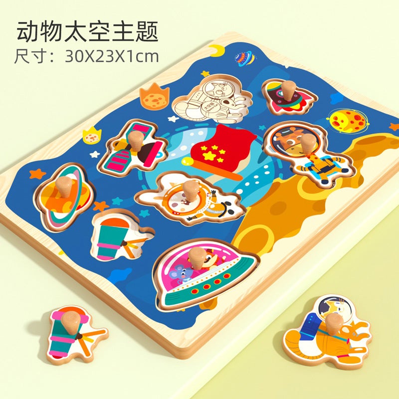 Children'S Wooden Puzzles Baby Early Education Educational Toys Hand Scratching Board Digital Matching Panel Manufacturer - Image 1